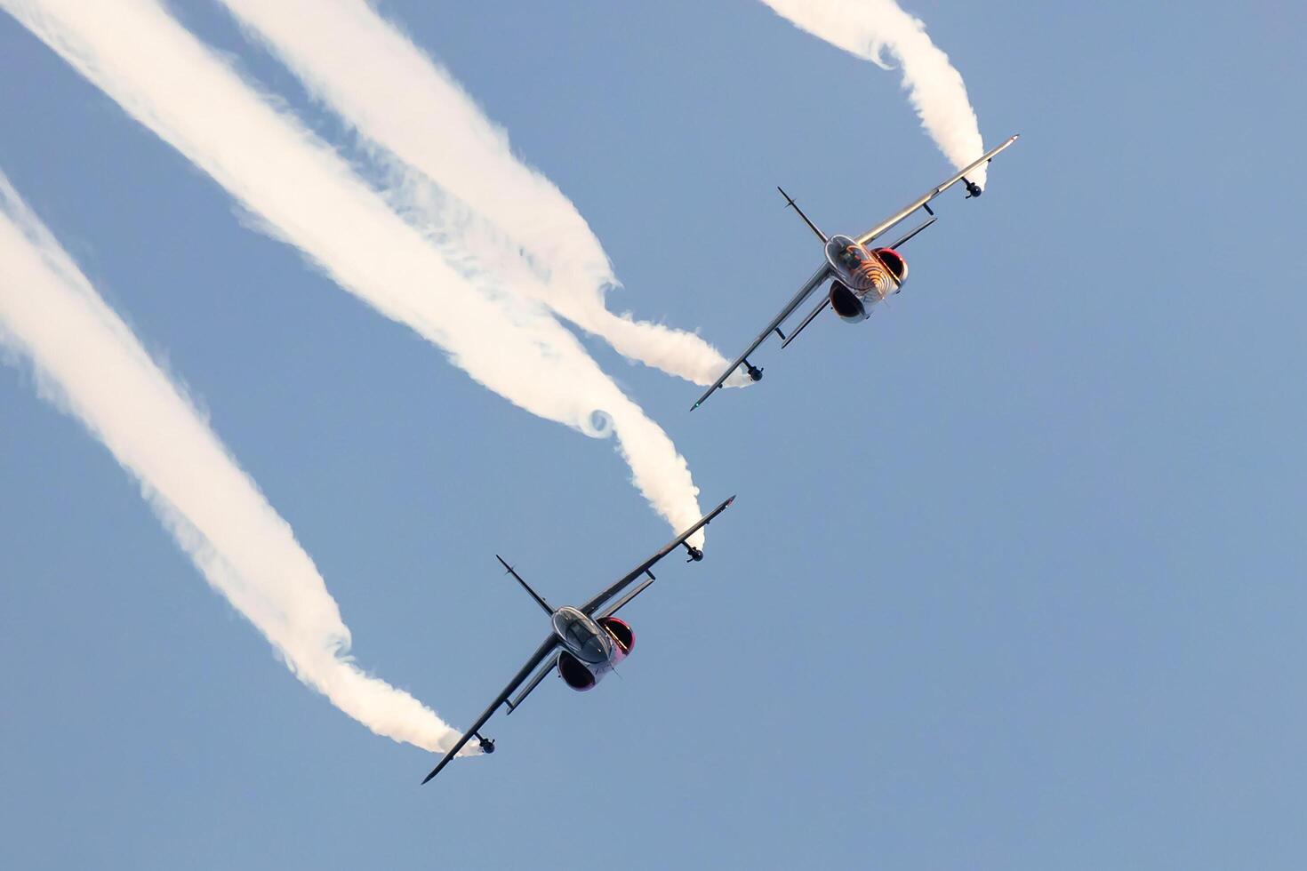 radom, Polen, 2023 - röd tjur flygande tjurar alfa jet plan. civil och allmän flyg. flyguppvisning visa. foto