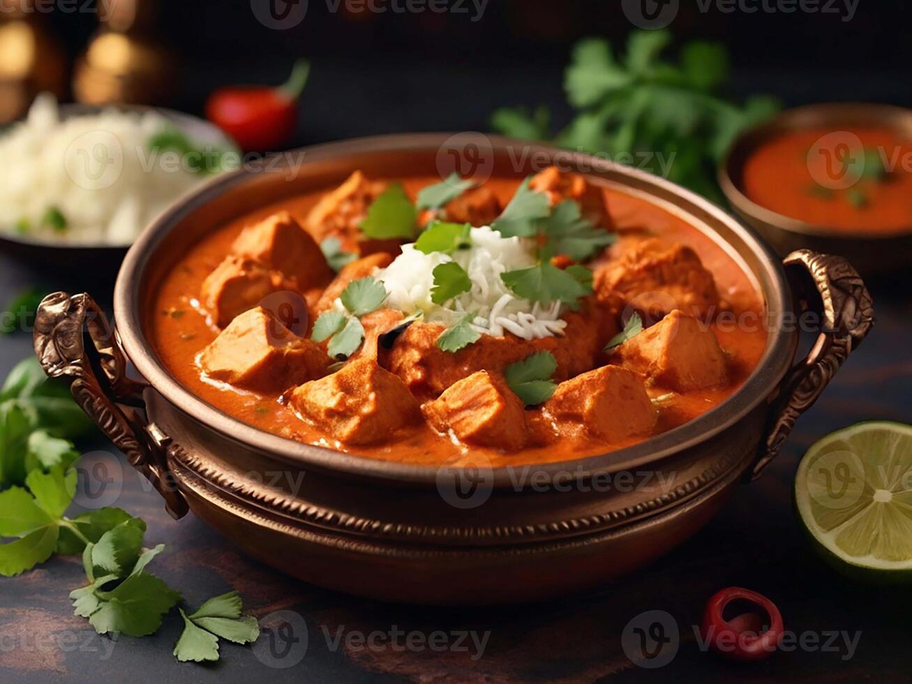 ai genererad kyckling tikka masala eras med naan . generativ ai foto