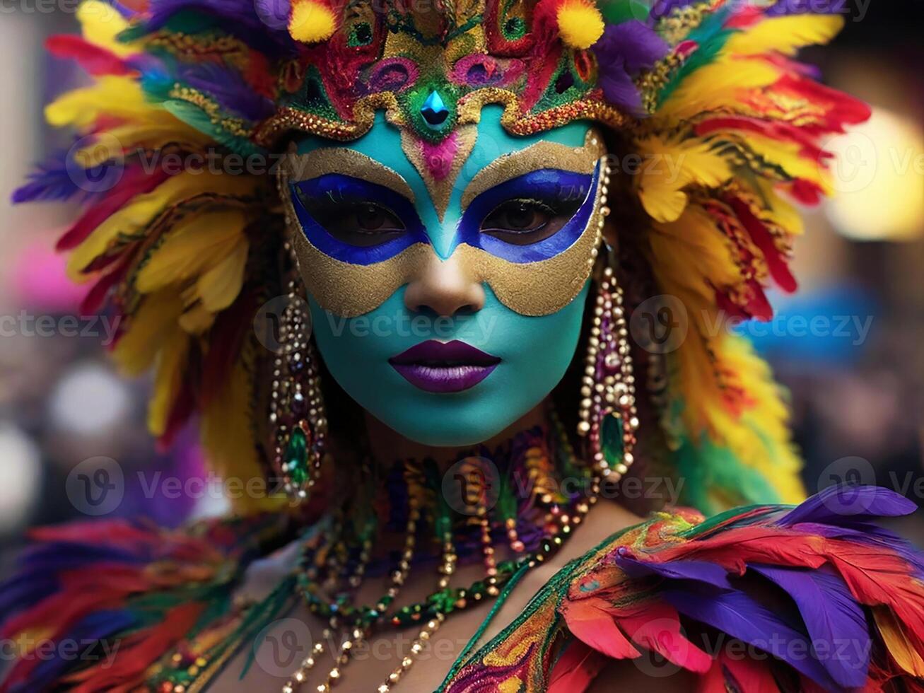 ai genererad mardi gras mask kostym, traditionell karneval design. generativ ai foto
