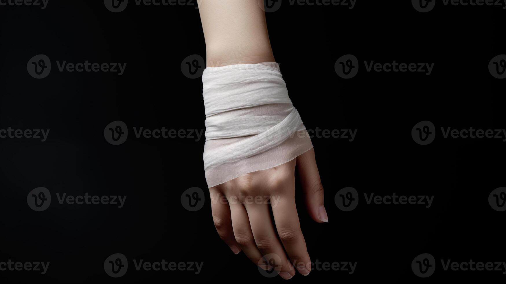 ai genererad stänga upp av hand med bandage på handled foto