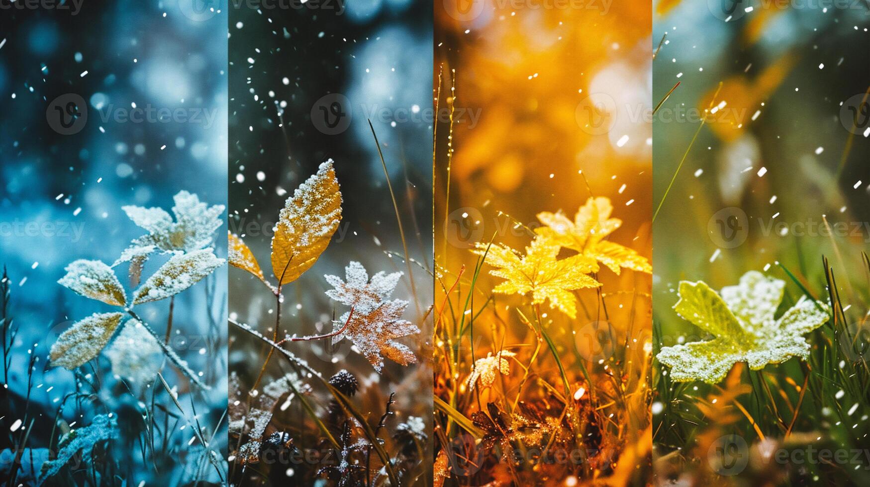 ai genererad collage av säsonger - vår, sommar, höst och vinter. foto