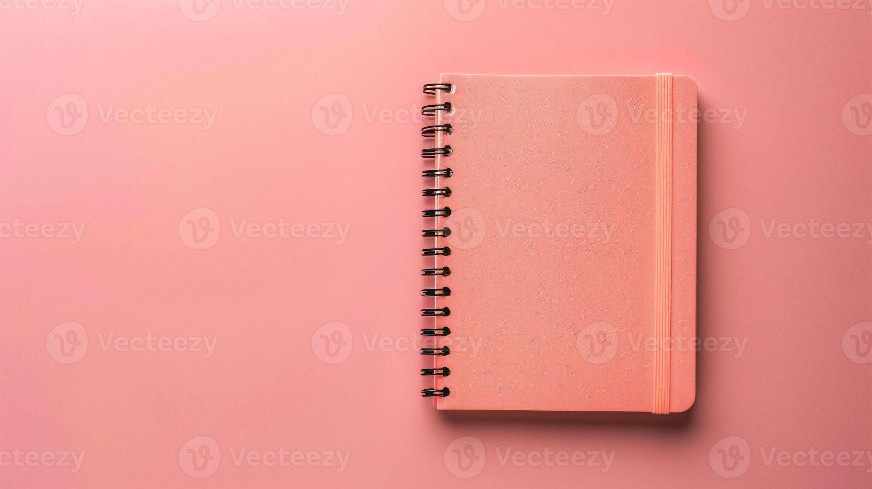ai genererad anteckningsbok på rosa bakgrund, topp se, kopia Plats för text foto