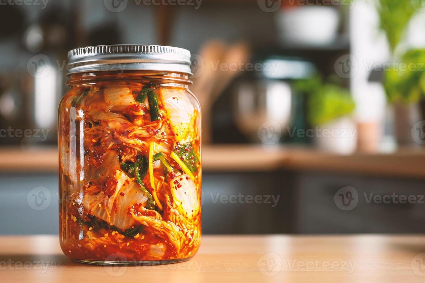 ai genererad kimchi koreanska mat på de tabell i de kök - koreanska mat stil foto