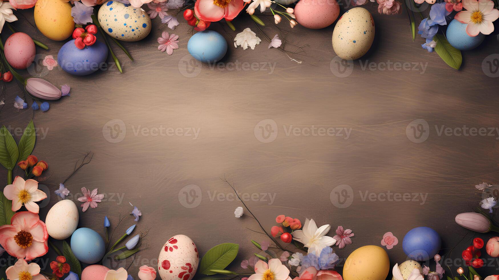 ai genererad sfondo colorato di pasqua lura uova e spazio vuoto foto