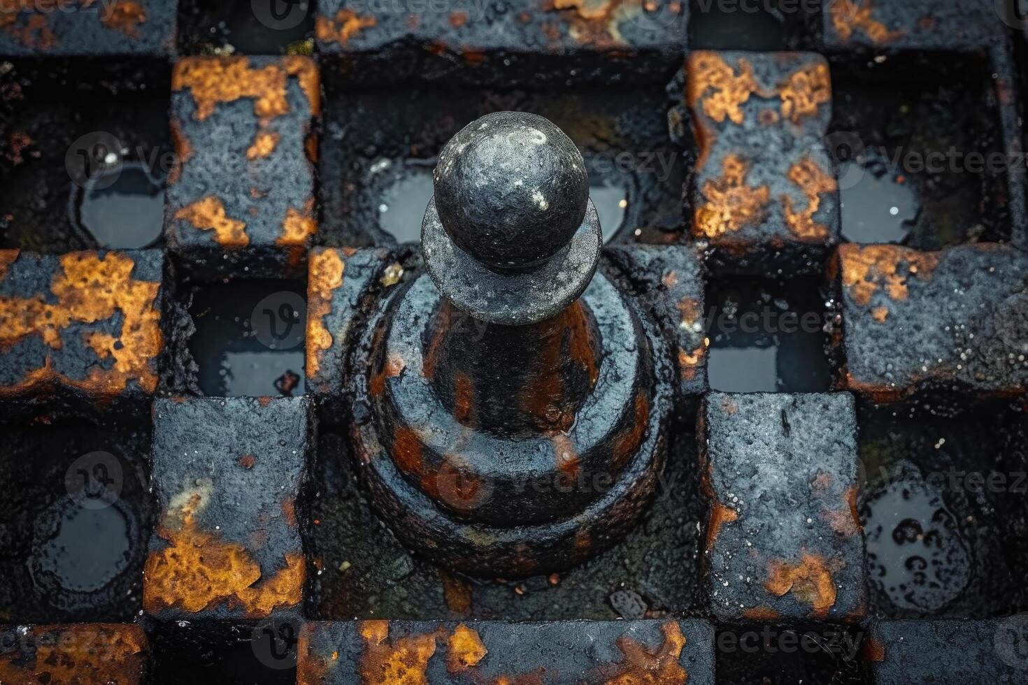 ai genererad eleganta svart schack står på en schackbräde. design arbete foto