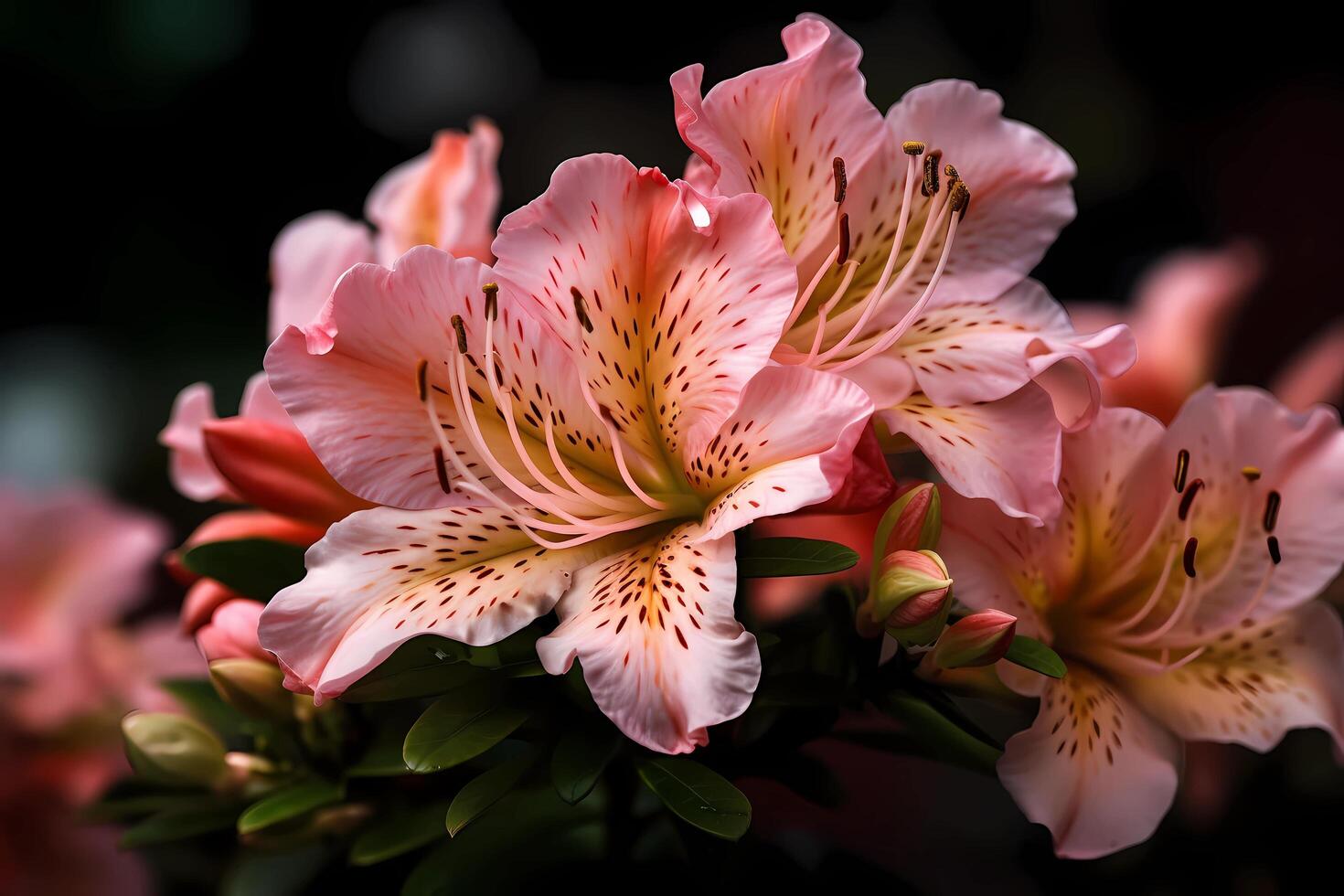 ai genererad azalea - rhododendron - blomma inföding till olika delar av de värld - känd för deras stor, prålig blooms och bred räckvidd av färger. en symbol av kvinnlighet och mjukhet foto