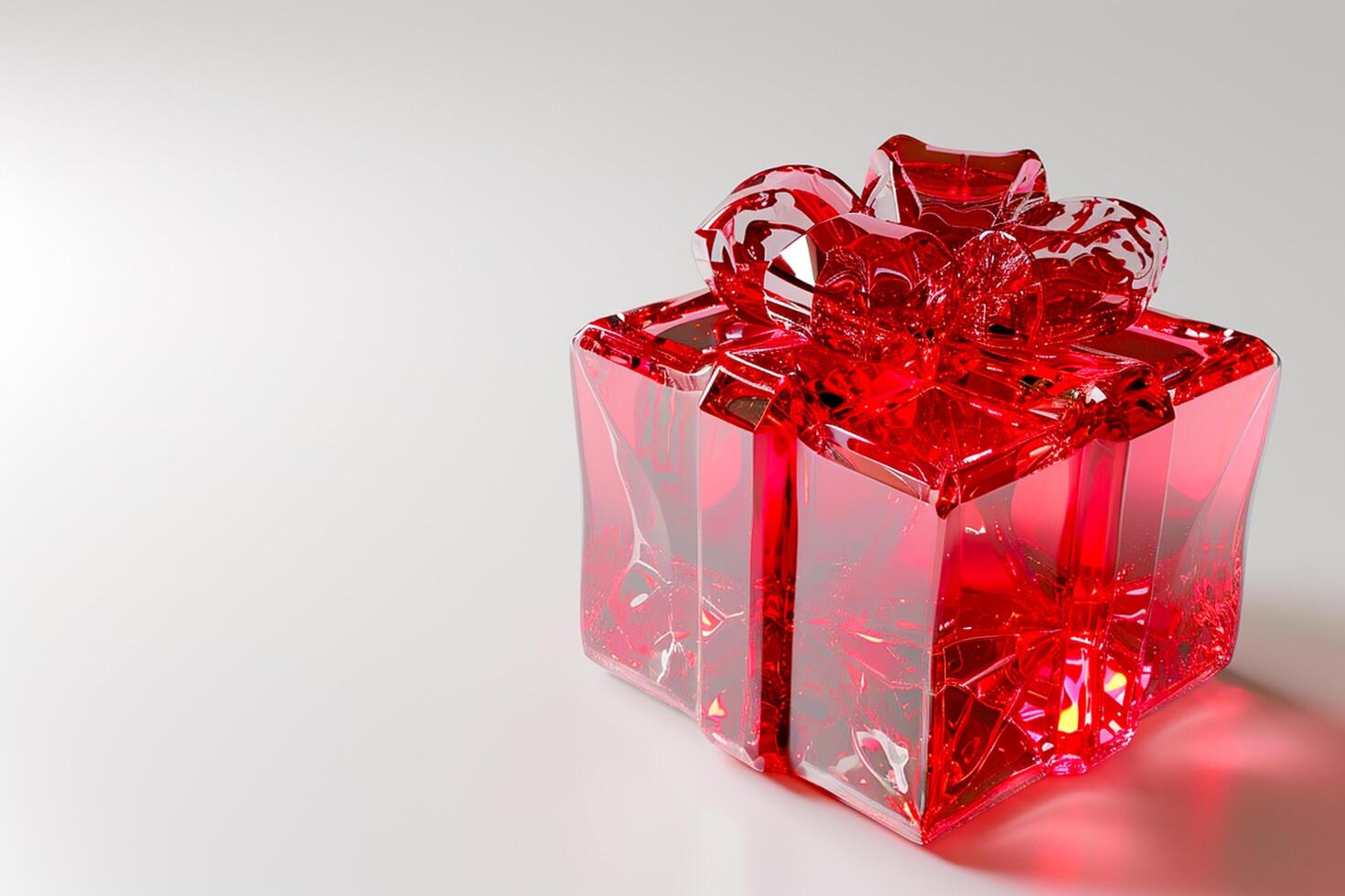ai genererad 3d gåva låda med röd hjärta på vit bakgrund tömma Plats ai genererad foto
