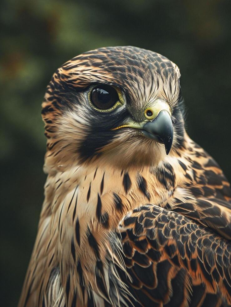 ai genererad de falk har brun fjädrar med vit ränder skapande ett invecklad mönster ai genererad foto