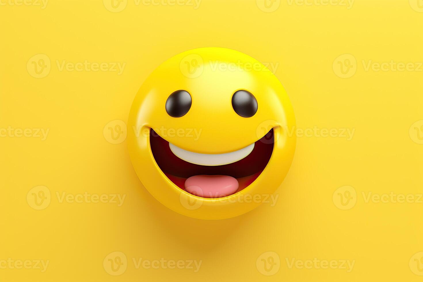 ai genererad gul leende emoji i 3d tolkning. foto