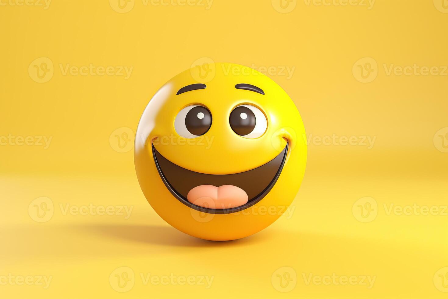 ai genererad gul leende emoji i 3d tolkning. foto