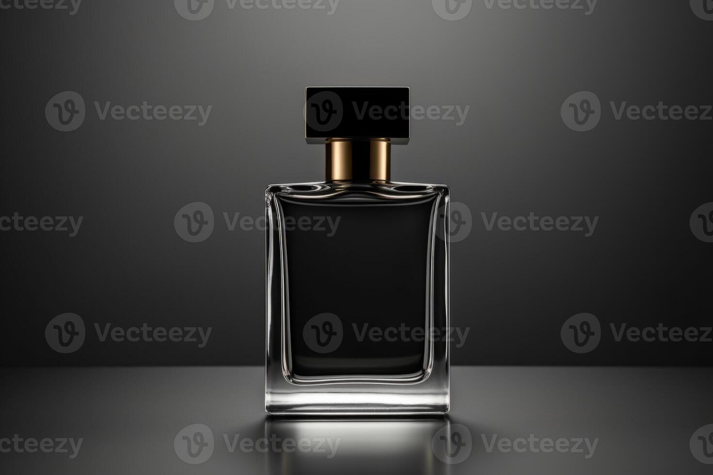 ai genererad svart doft parfym flaska attrapp på mörk bakgrund foto