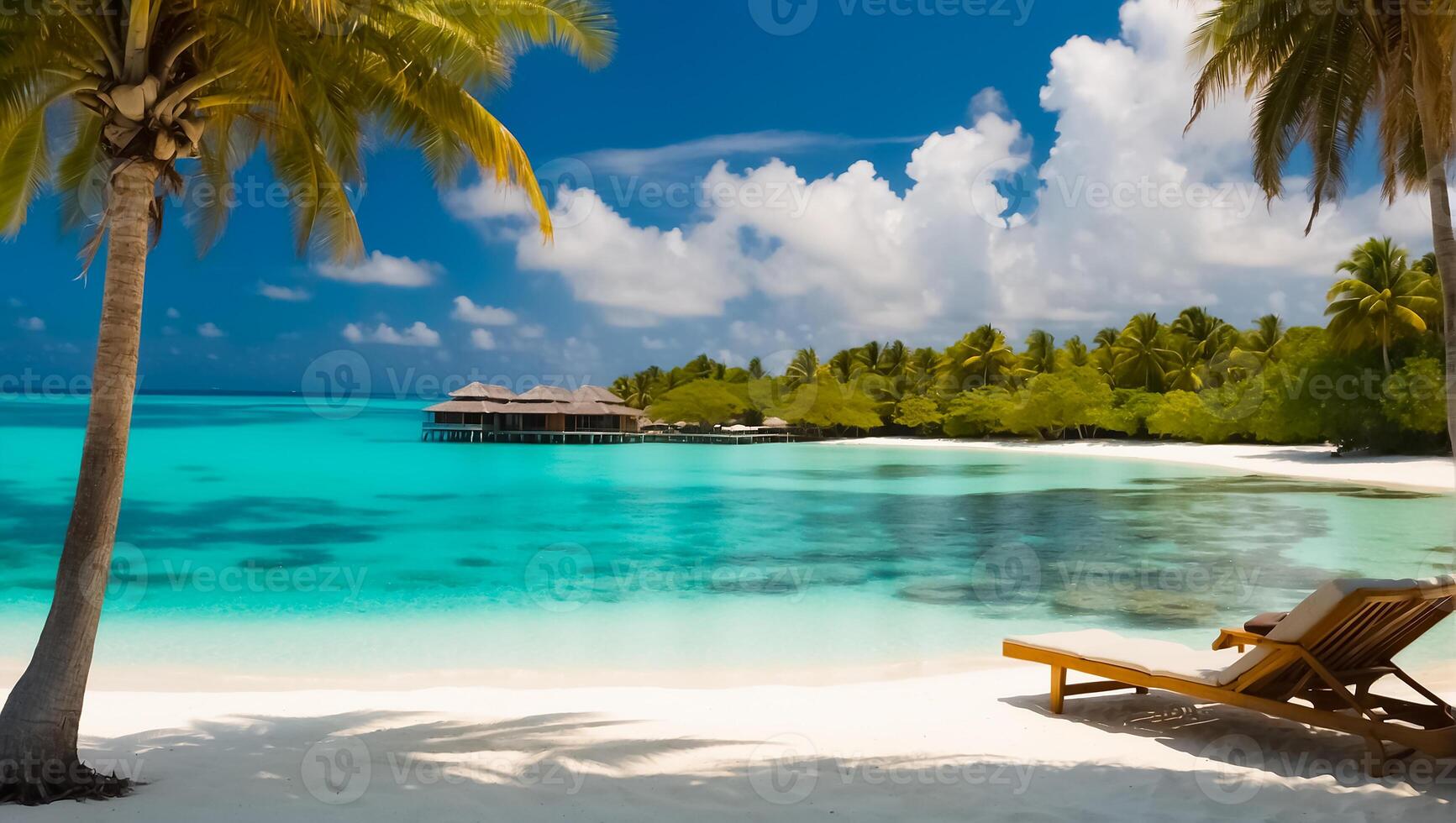 ai genererad skön strand på ett ö i de maldiverna foto