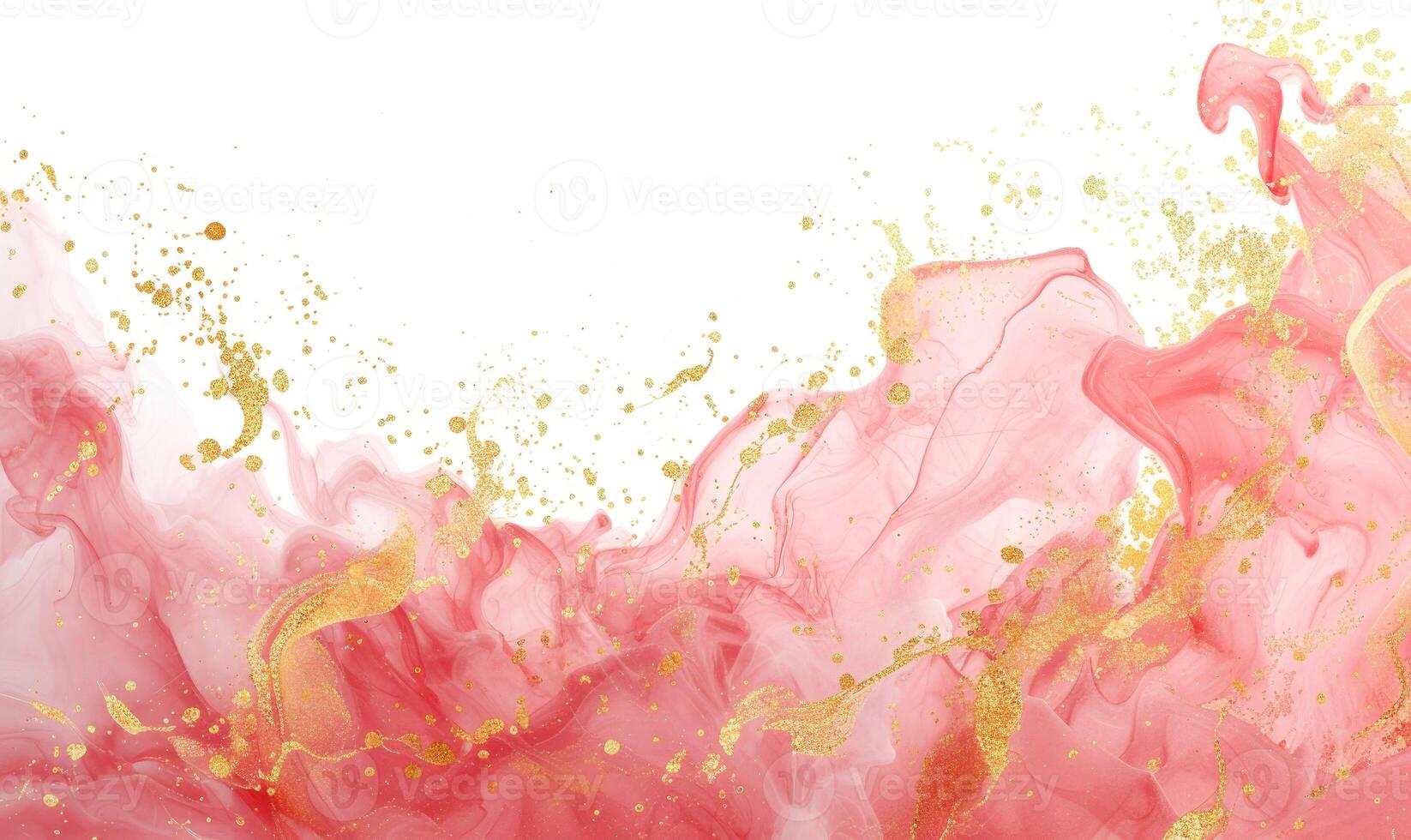 ai genererad rosa och guld abstrakt textur bakgrund. marmorering konstverk textur. rosa kvarts krusning mönster. guld pulver. foto
