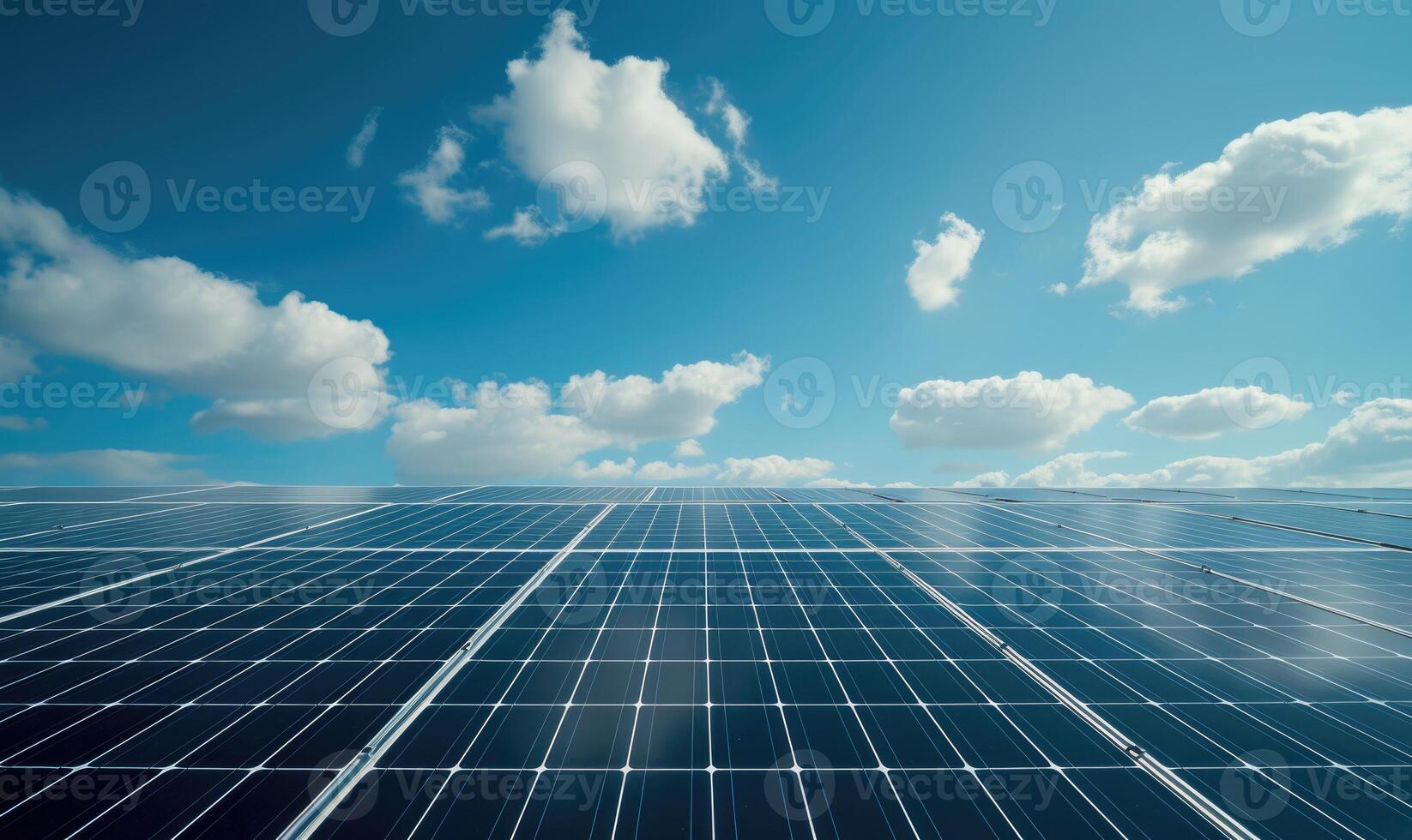 ai genererad sol- paneler med blå himmel bakgrund. alternativ energi källa. alternativ energi begrepp. foto