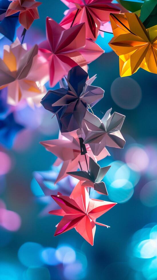 ai genererad origami natt himmel, bakgrund bild, generativ ai foto