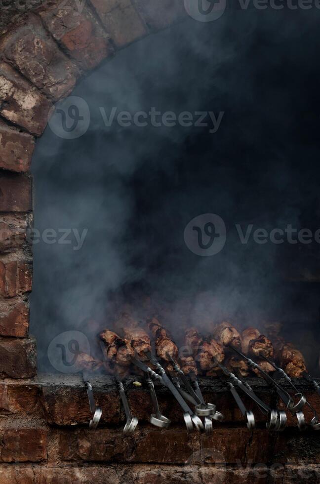 shashlik kött utomhus- foto