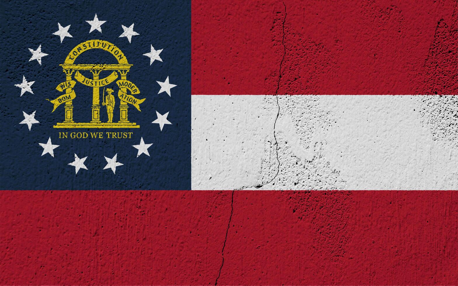 flagga av georgien USA stat på en texturerad bakgrund. begrepp collage. foto