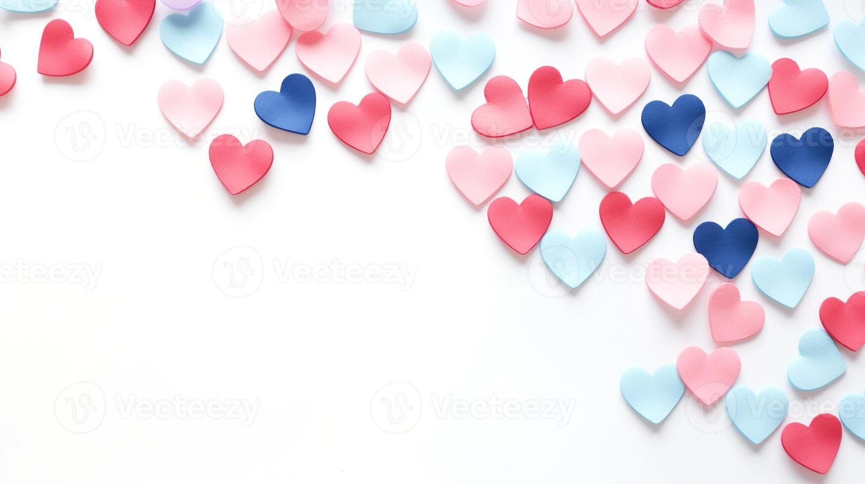ai genererad bakgrund hjärtan. blå och rosa hjärtan som bakgrund isolerat på vit. foto