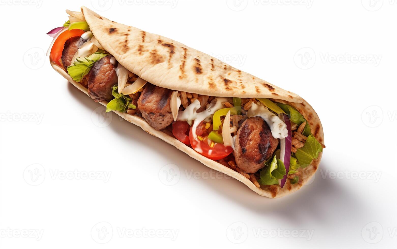 ai genererad gott friterad grillad kebab isolerat på vit bakgrund foto