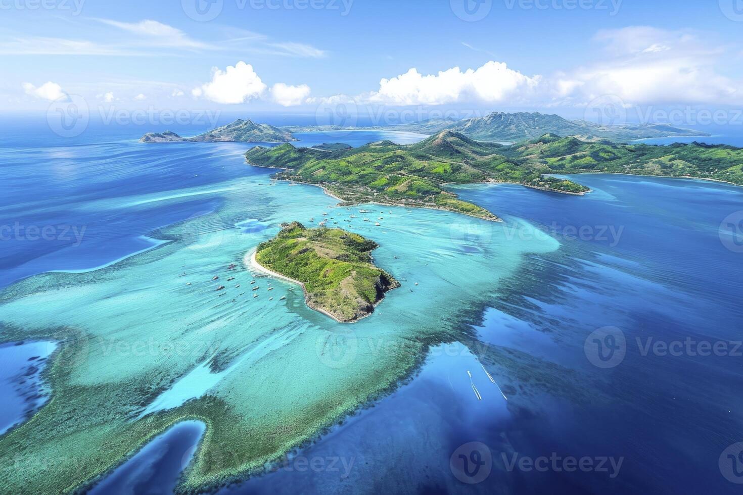 ai genererad antenn se av de ö av tahiti, franska polynesien, pacific hav, foto