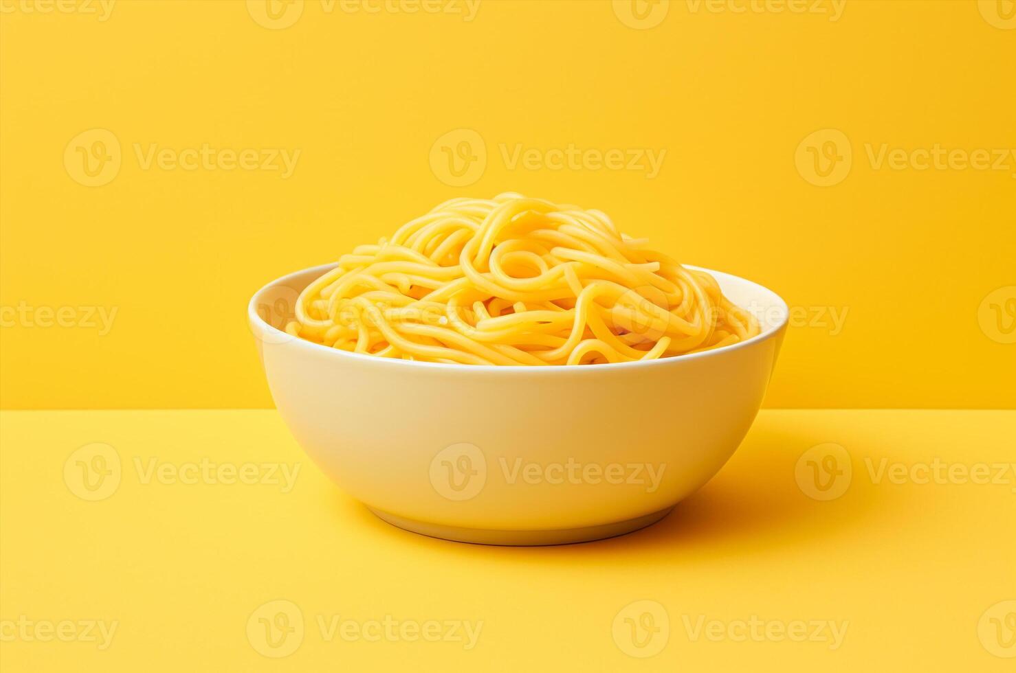 ai genererad redo spaghetti sida se på gul bakgrund foto