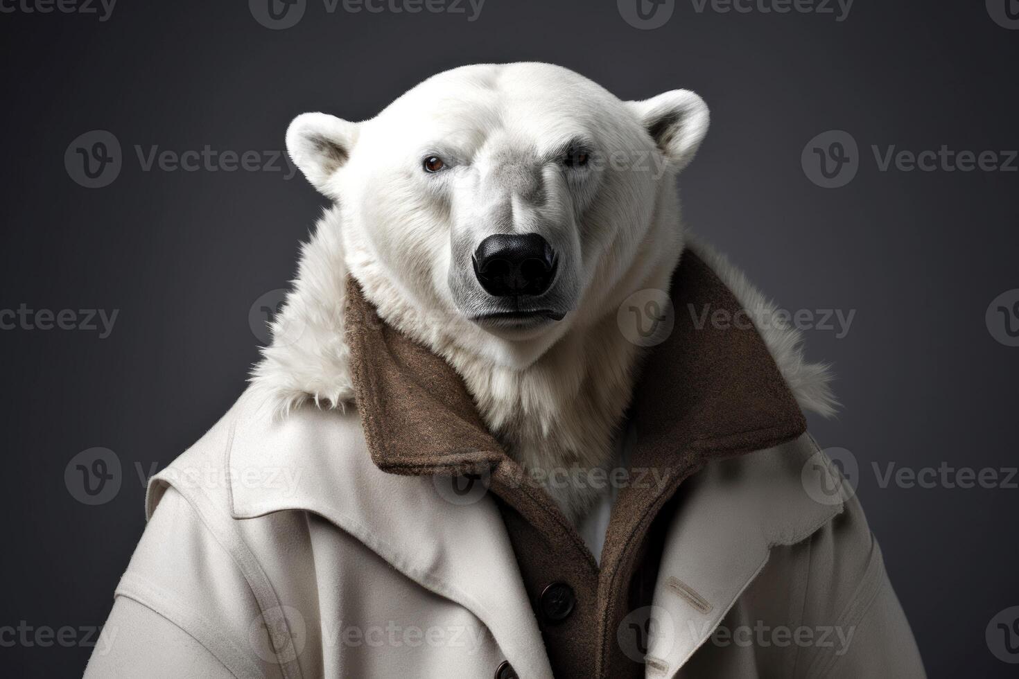 ai genererad polär Björn klädd i ytterkläder täcka. generera ai foto