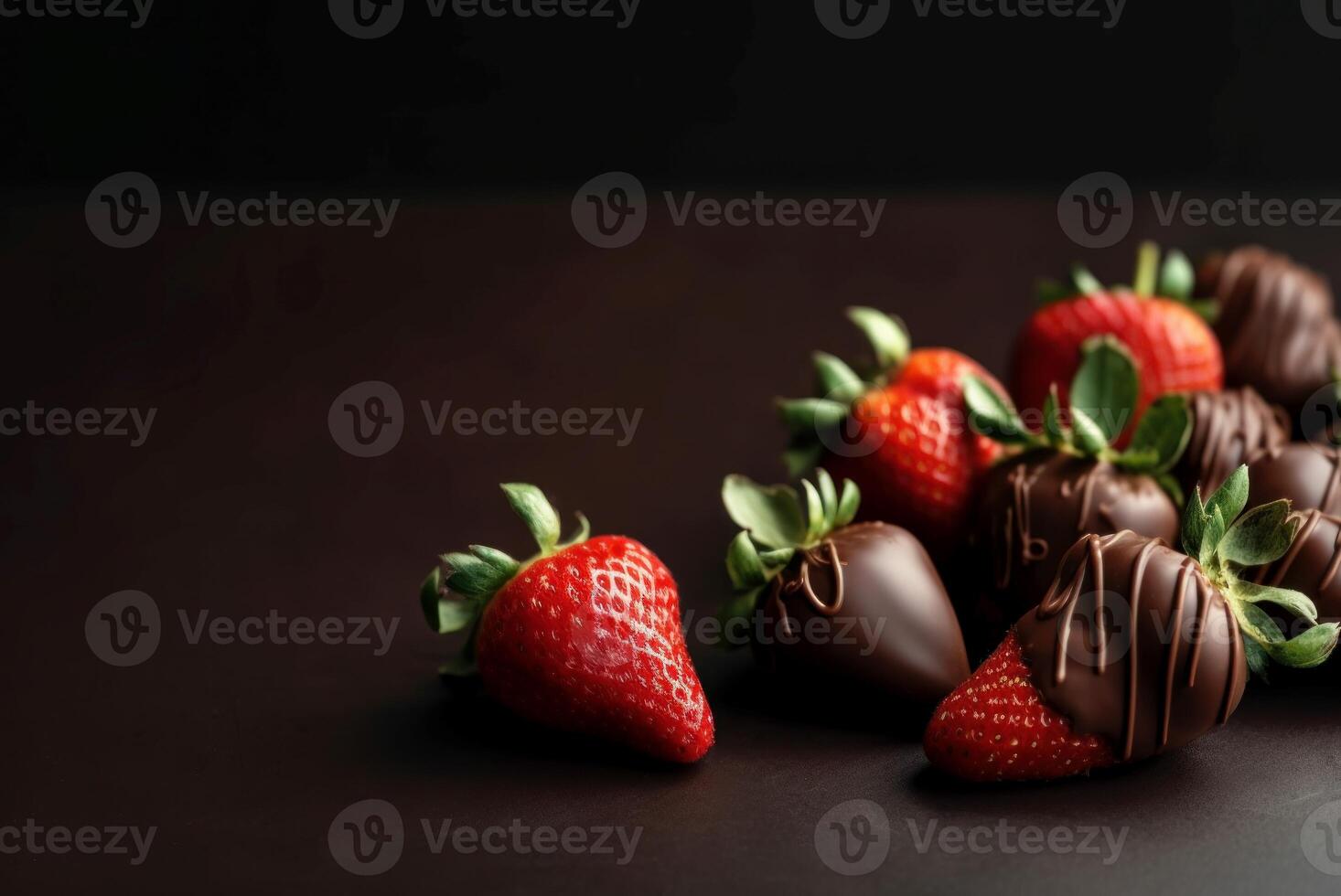 ai genererad choklad täckt jordgubbar efterrätt. generera ai foto