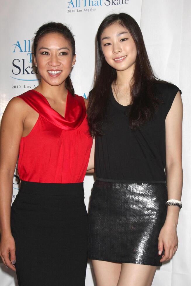 los angeles - sep 7 michelle kwan yuna kim på de Allt den där skridsko los angeles 2010 Tryck konferens på pickwick skridskoåkning rink på september 7, 2010 i burbank, ca foto