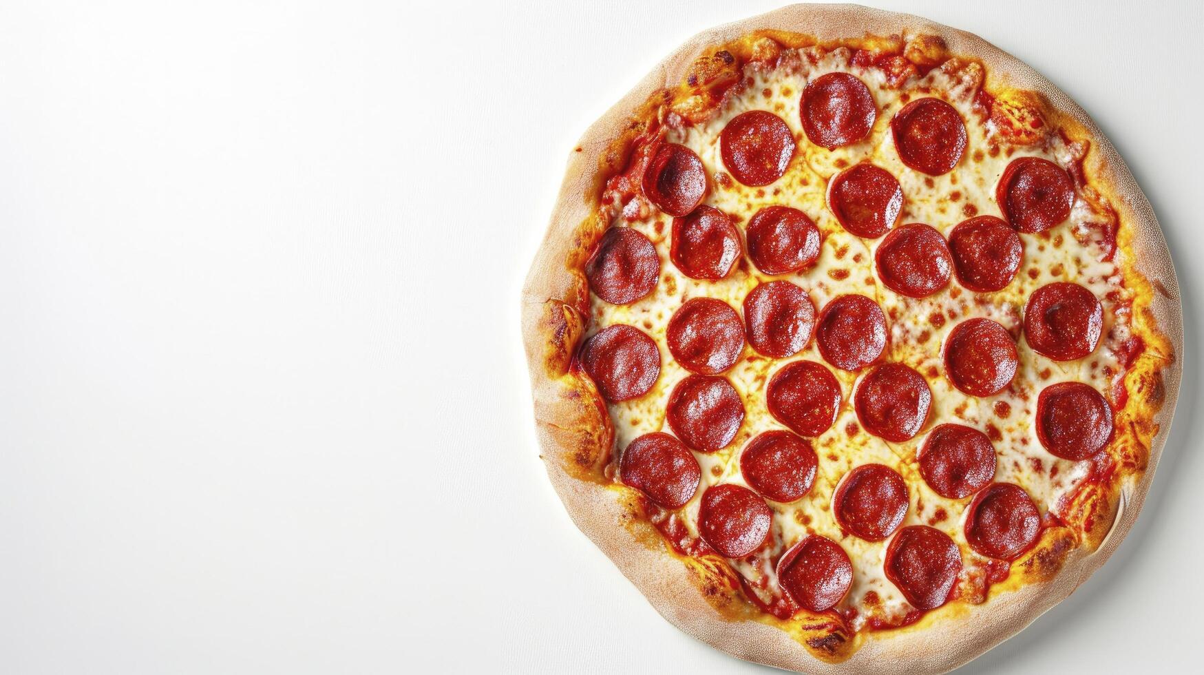 ai genererad en pizza på vit bakgrund. topp se foto