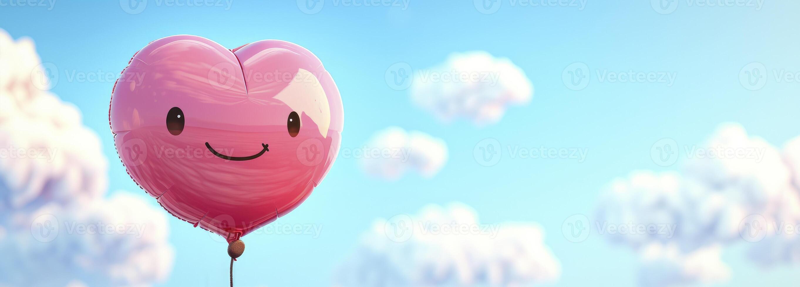 ai genererad en söt hjärta form ballong i en naturlig bakgrund, valentines dag foto