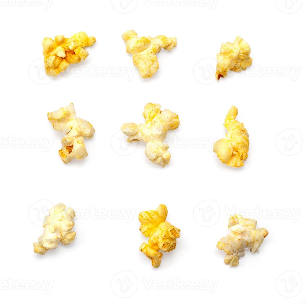 makro popcorn isolerat på vit foto