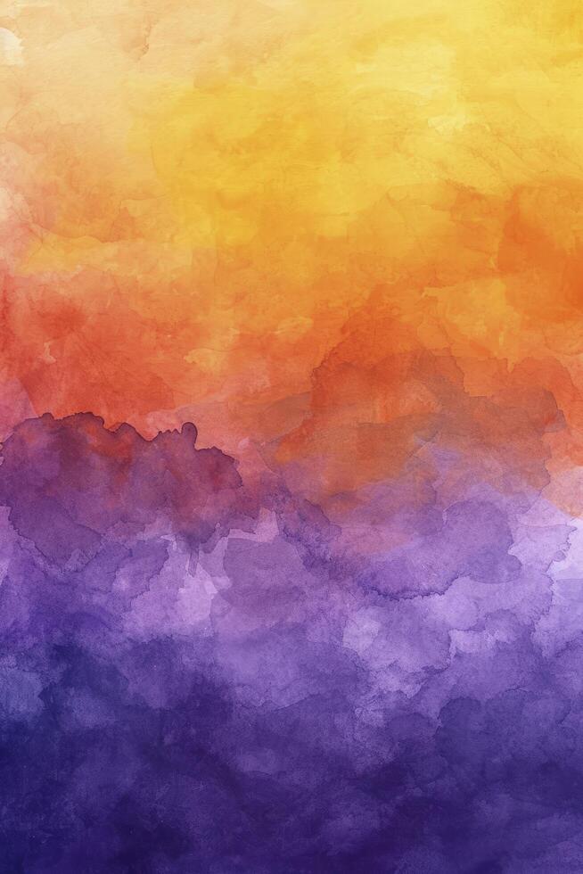 ai genererad abstrakt vattenfärg bakgrund solnedgång himmel orange lila foto