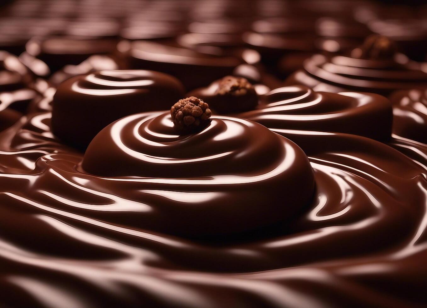 ai genererad virvlades choklad med praliner på topp foto