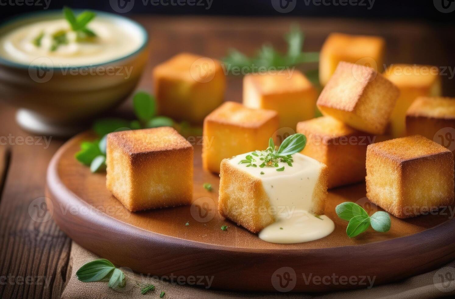 ai genererad st. davids dag, nationell welsh kök, fondue, smält ost sås, traditionell welsh krutonger, skön servering, aptitretande Foto