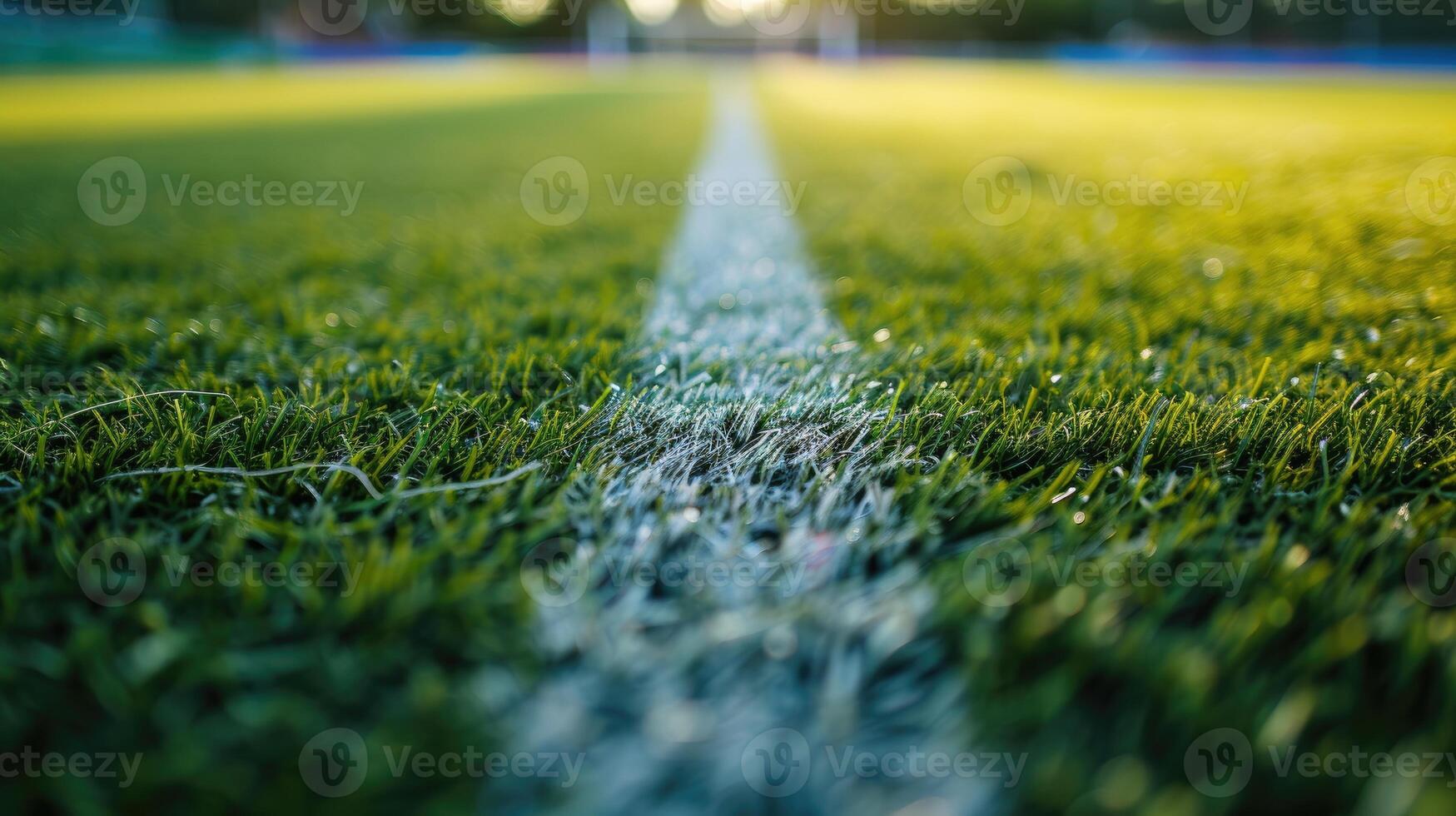 ai genererad närbild se visa upp de exakt rader och markeringar av en fotboll fält, ai genererad. foto