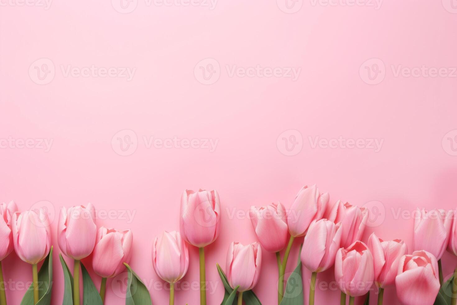 ai genererad rosa tulpan blommor på en pastell rosa bakgrund ai genererad foto