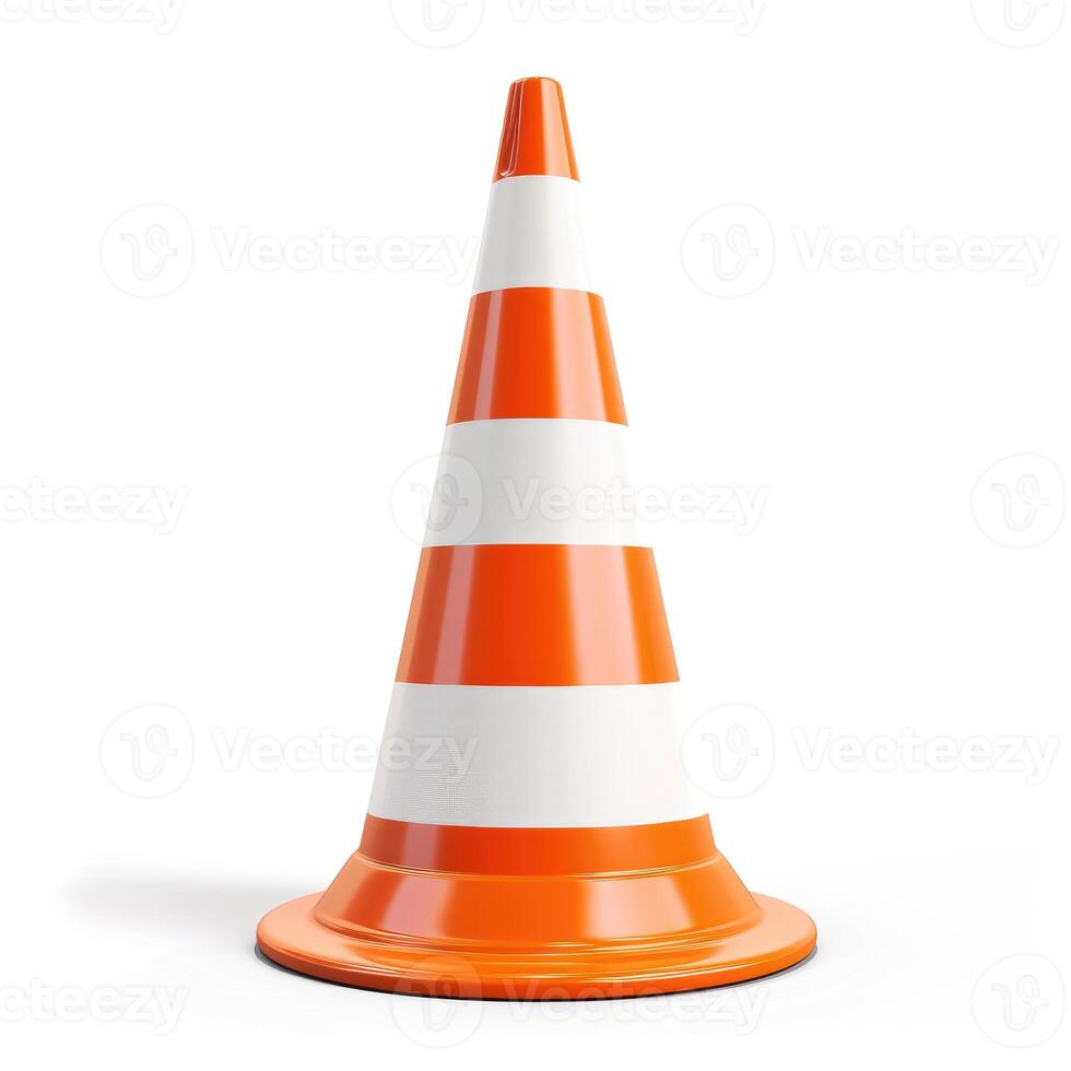 ai genererad orange trafik kon, varning symbol för säkerhet. hög synlighet varna, ai genererad. foto