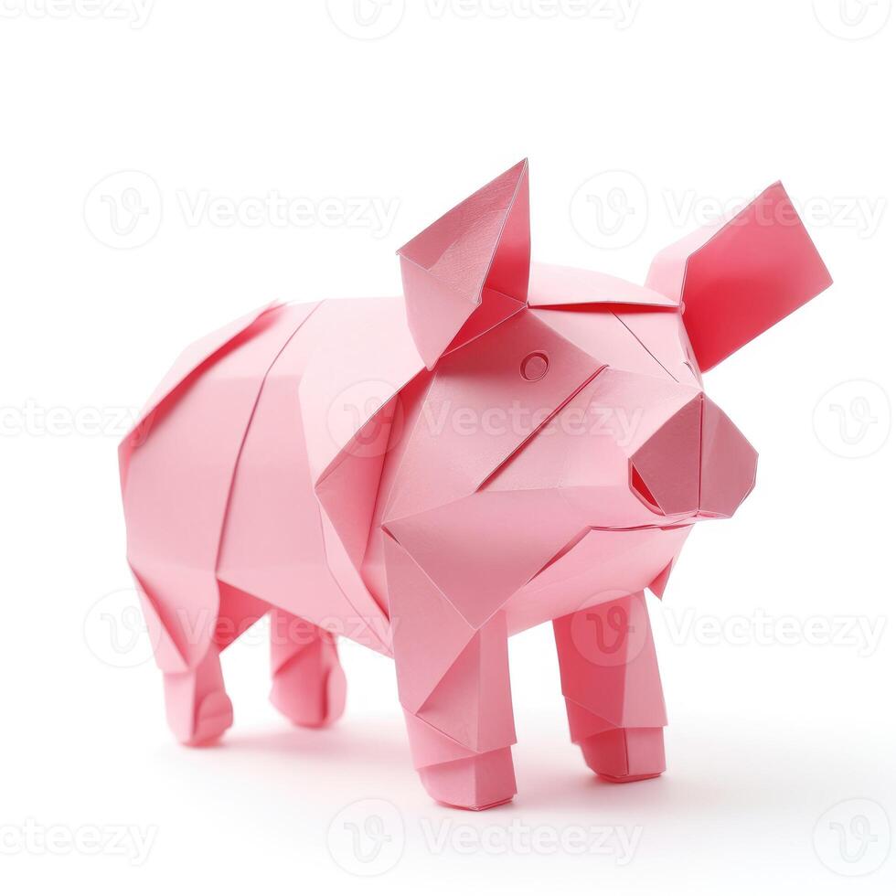 ai genererad färgrik origami gris, unik papper polygon konstverk, idealisk sällskapsdjur begrepp, ai genererad foto