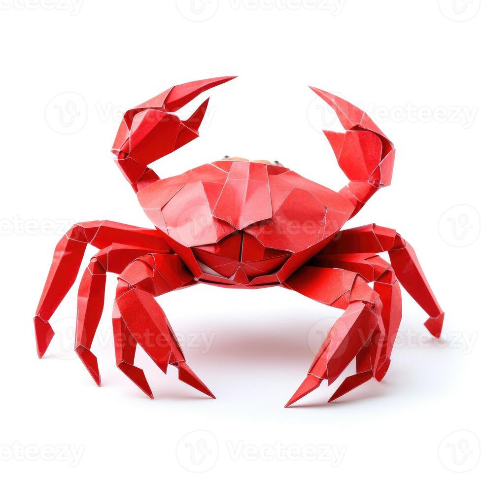 ai genererad färgrik origami krabba, unik papper polygon konstverk, idealisk sällskapsdjur begrepp, ai genererad foto
