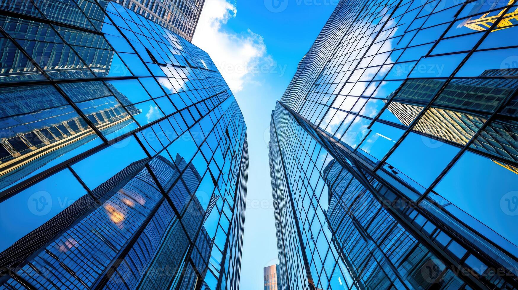 ai genererad reflekterande skyskrapor stående lång, representerar de dynamisk företag kontor byggnader, ai genererad foto