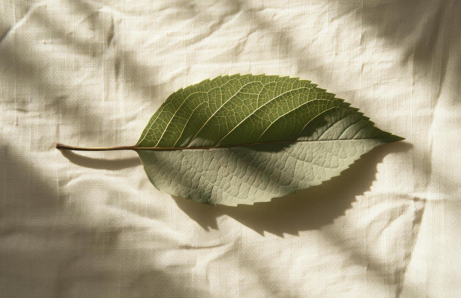 ai genererad skugga form på en blad blad växt naturlig vit papper på Linné foto