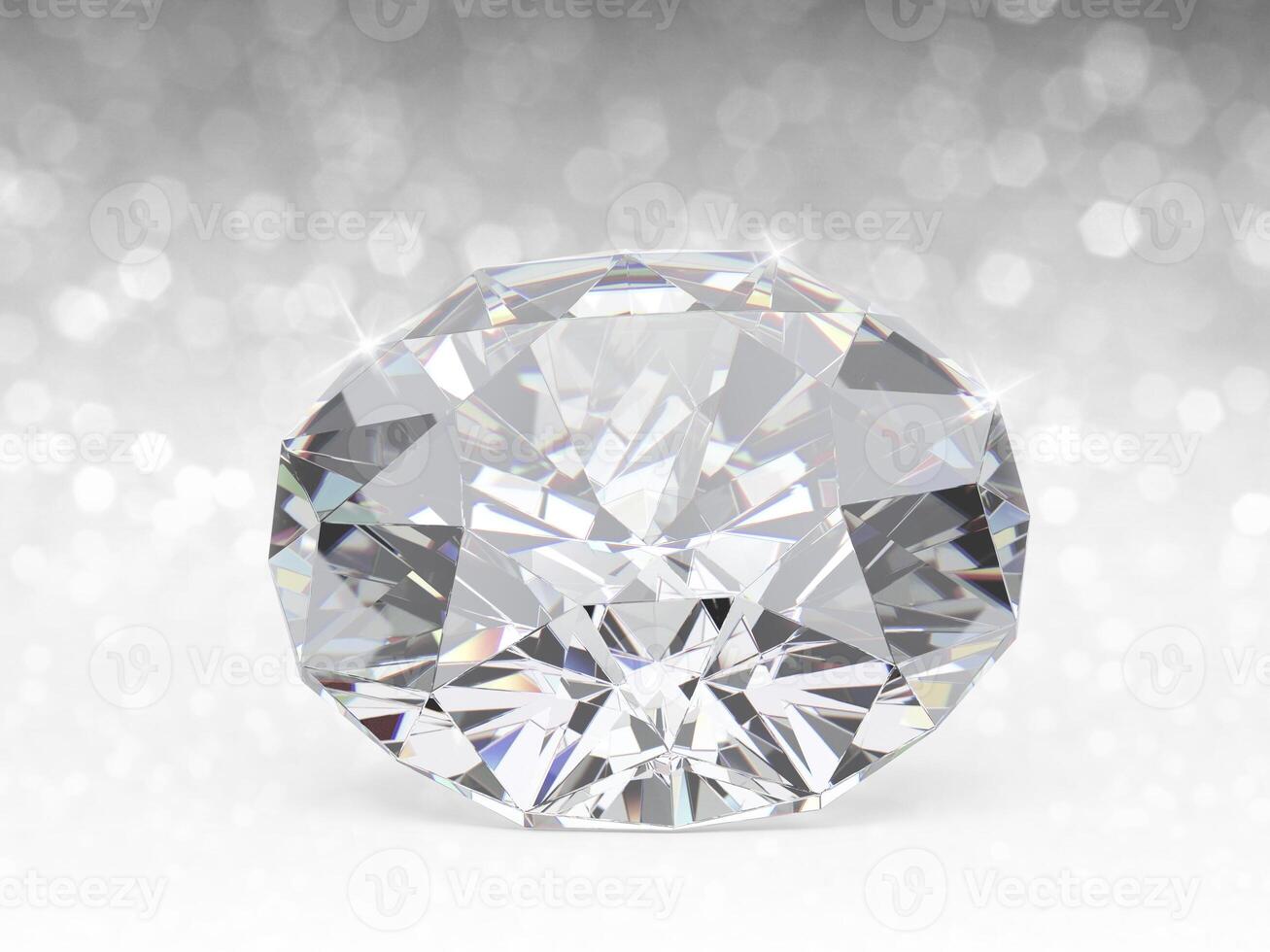 bländande diamant på vit lysande bokeh bakgrund. koncept för att välja bästa diamantpärladesign foto