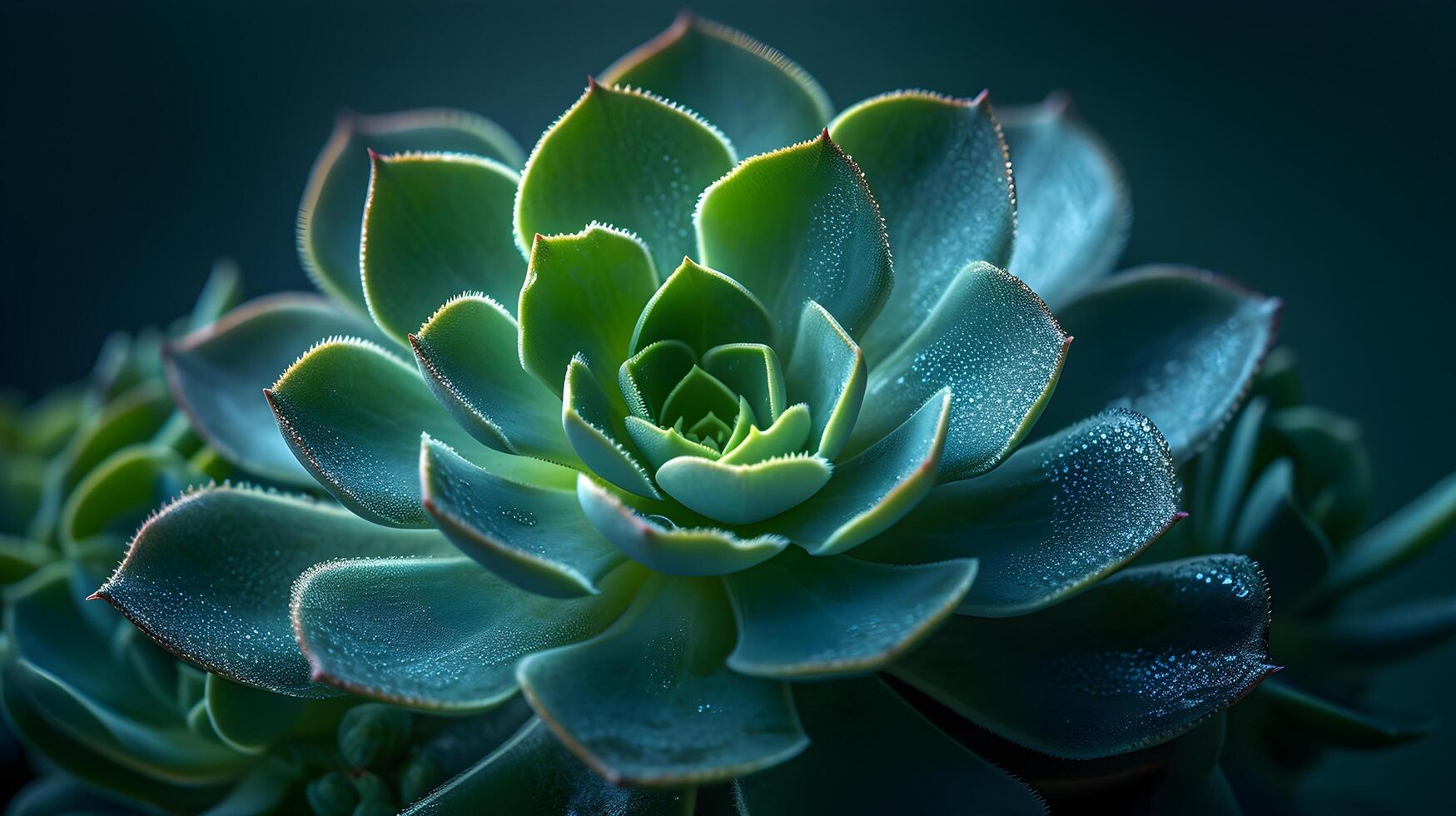 ai genererad en fascinerande makro fånga av en grön saftig växt foto