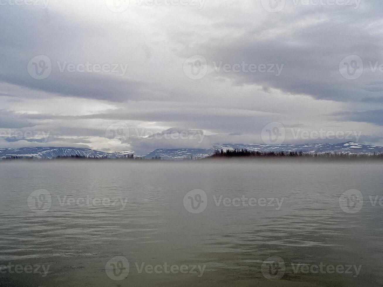 flod landskap tidigt vår. bar träd, smältande snö. foto