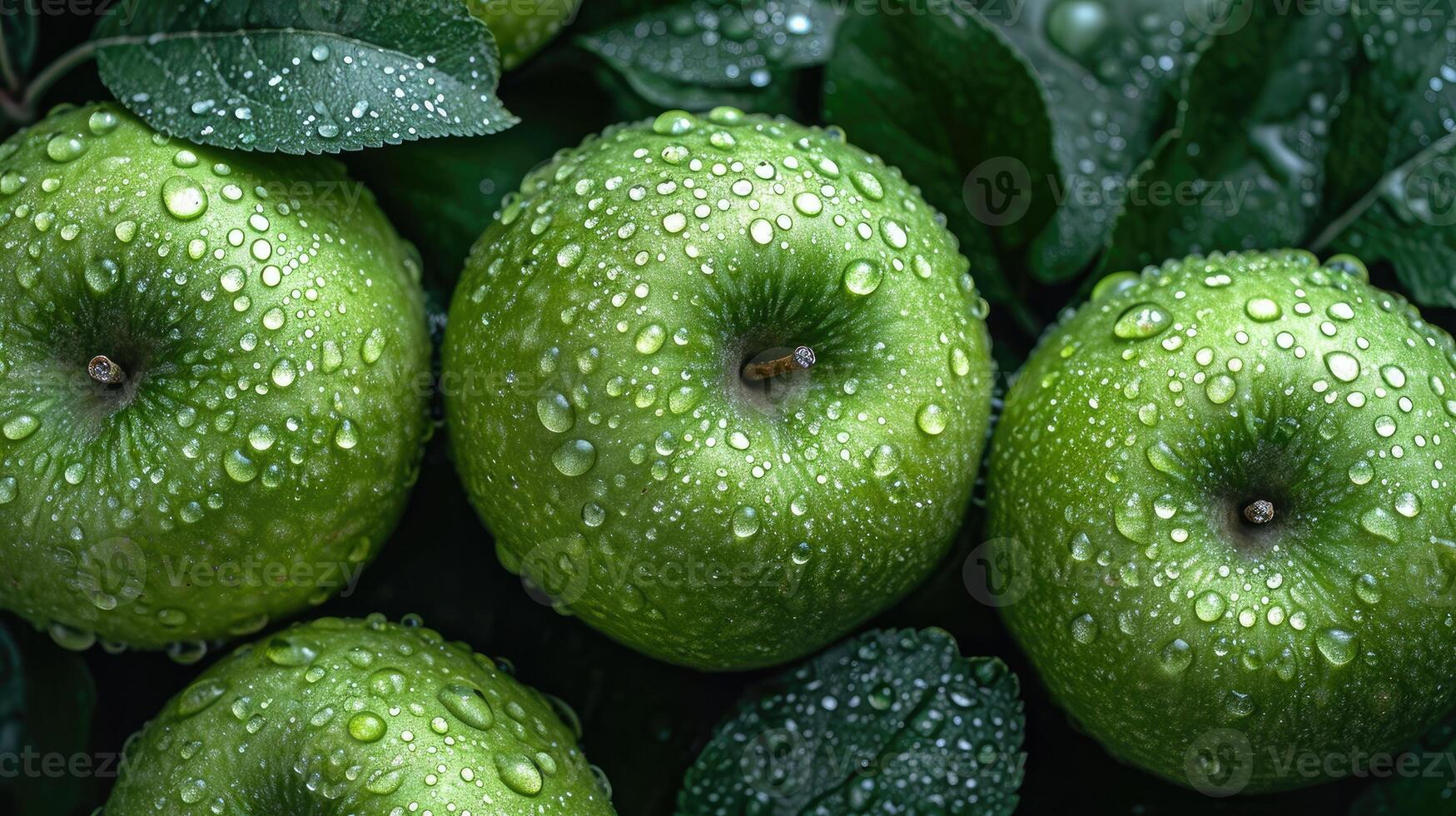 ai genererad grön äpple frukt bakgrund med en känna av friskhet. foto