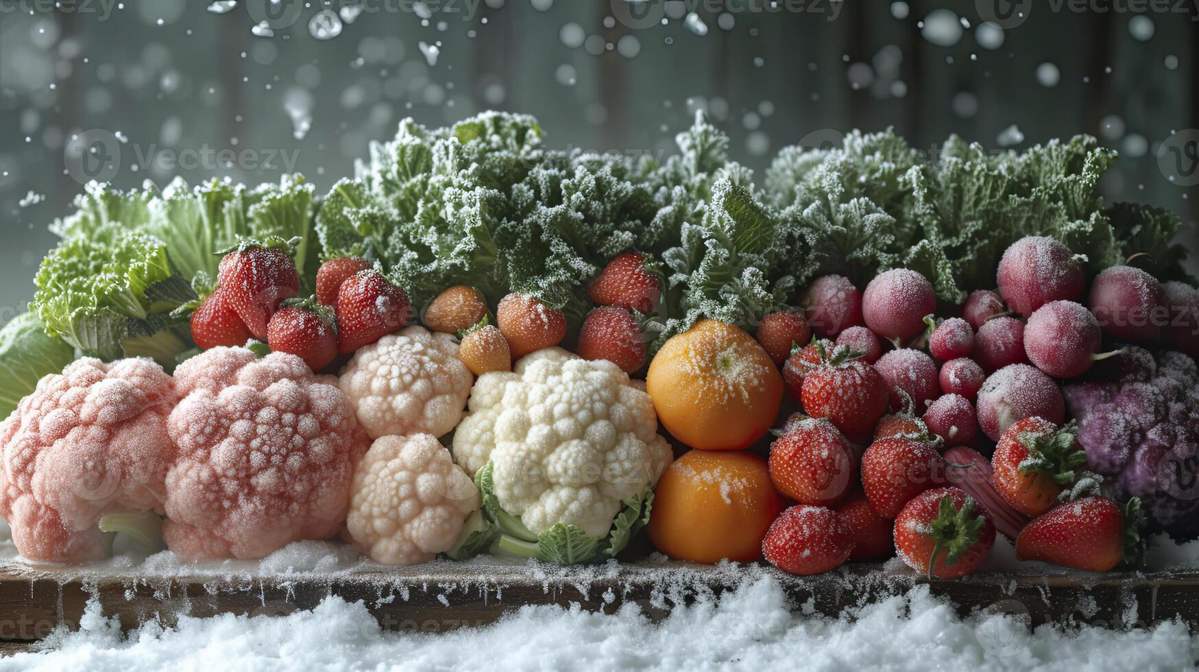 ai genererad frysta grönsaker närbild foto