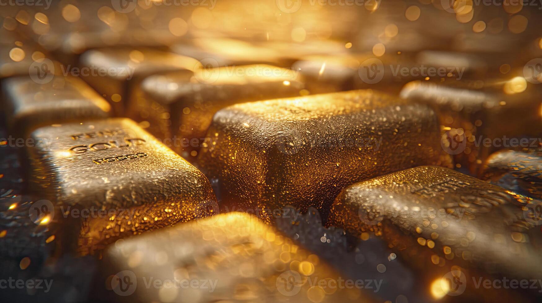 ai genererad lugg av skinande guld barer. foto