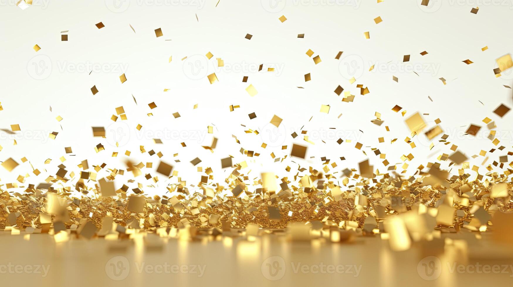ai genererad gyllene konfetti falls lite isär, lämplig för dekoration, rena vit bakgrund. 3d framställa foto