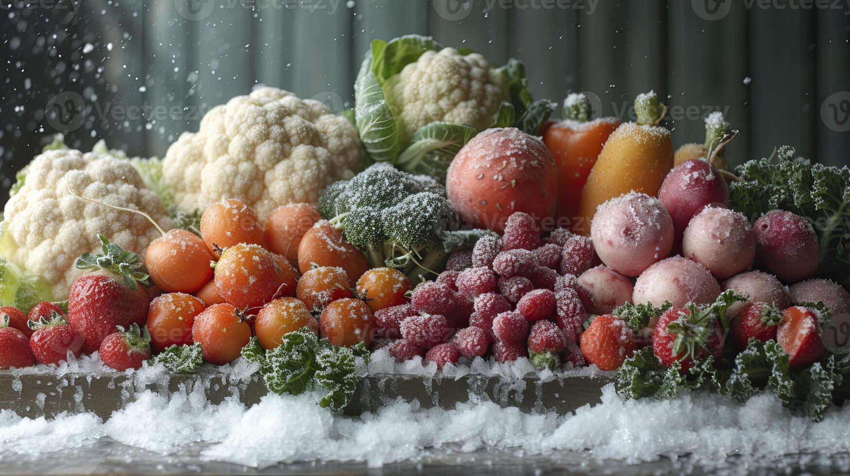 ai genererad frysta grönsaker närbild foto