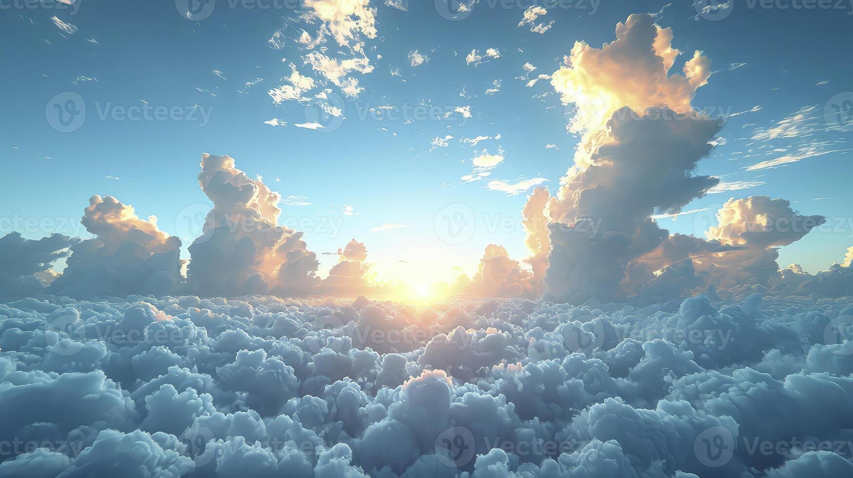 ai genererad en klar morgon- himmel med sträckor av altocumulus moln, ger en dramatisk Rör till de se. foto
